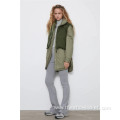 Autumn New Ladies Stand Collar Green Vest Jacket